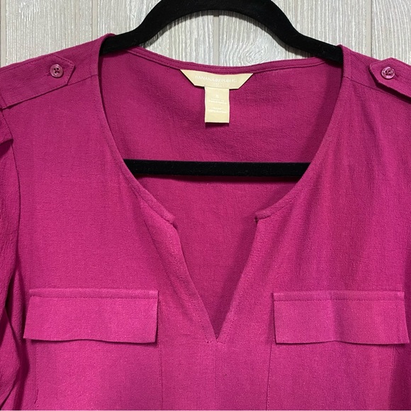 Magenta Banana Republic Factory 3/4 Sleeve Blouse EUS Size S - Picture 2 of 4